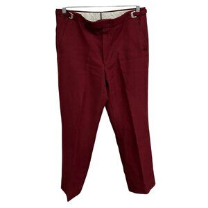 Vintage Burgundy Cropped Pants Adjustable Waist Tabs Made in USA